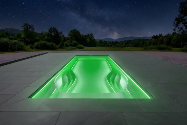 WaterRows-Pool bei Nacht - grün